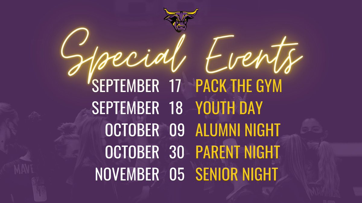 Mark your calendars, Mavericks! Our first home series is this Friday and Saturday, so let's PACK THE GYM! #HornsUp