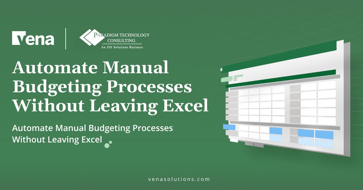 Paradigm_Consul's tweet image. Automate Manual Budgeting Processes Without Leaving Excel....ask us how Vena Solutions can help you! paradigmtechnologyconsulting.com/vena/ 
#budgeting #excel #PTCsolutions