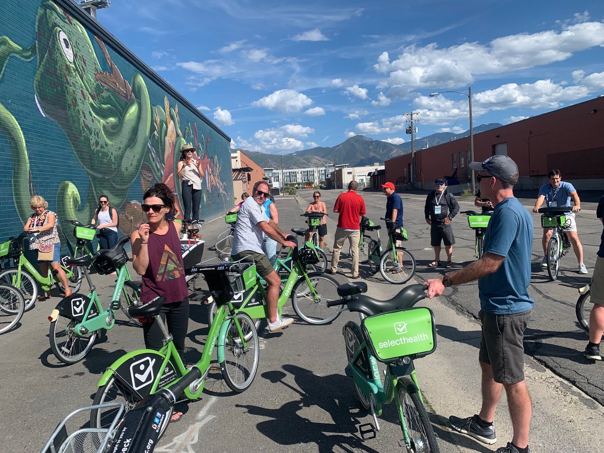 FHUEngineering's tweet image. What&apos;s brewing in Salt Lake? FHU and bike-sharing! Attendees at the Western Association of State Transportation Officials (WASHTO) annual conference participated in the Bikes and Brews Tour to encourage multi-modal transportation while exploring local breweries. #WASHTO
