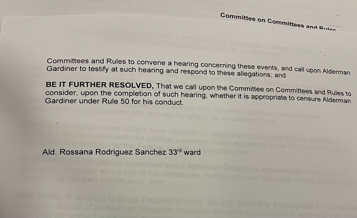 <a href="/wttw/">WTTW - Chicago PBS</a> <a href="/paschutz/">Paris Schutz</a> JUST IN: <a href="/RossanaFor33/">Rossana Rodriguez 🌹🇵🇷✊🏽🏳️‍🌈</a> Rodriguez Sanchez will introduce a resolution calling on the City Council to censure Gardiner and hold a hearing on whether he retaliated against political opponents.