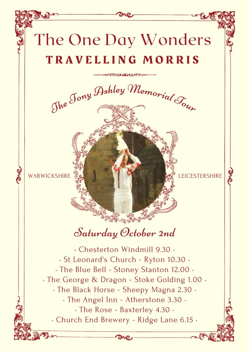 OneDaysMorris's tweet image. Time to blow the dust off our Twitter account, as we announce our 2021 tour!
#morrisdancing #morris #warwickshire #ABitPubHeavy
@churchendbeer