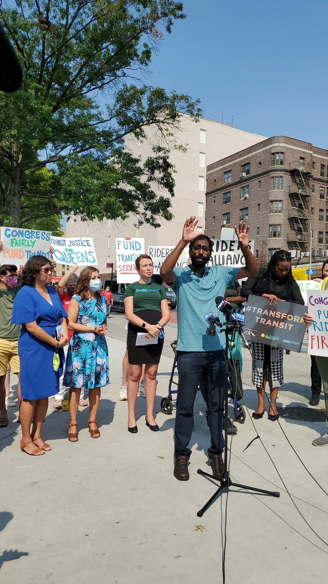 MakeQueensSafer's tweet photo. @voteshekar "We are a city of riders. We are a city of pedestrians". In support of #transformtransit. https://t.co/lcWOe4nKmK
