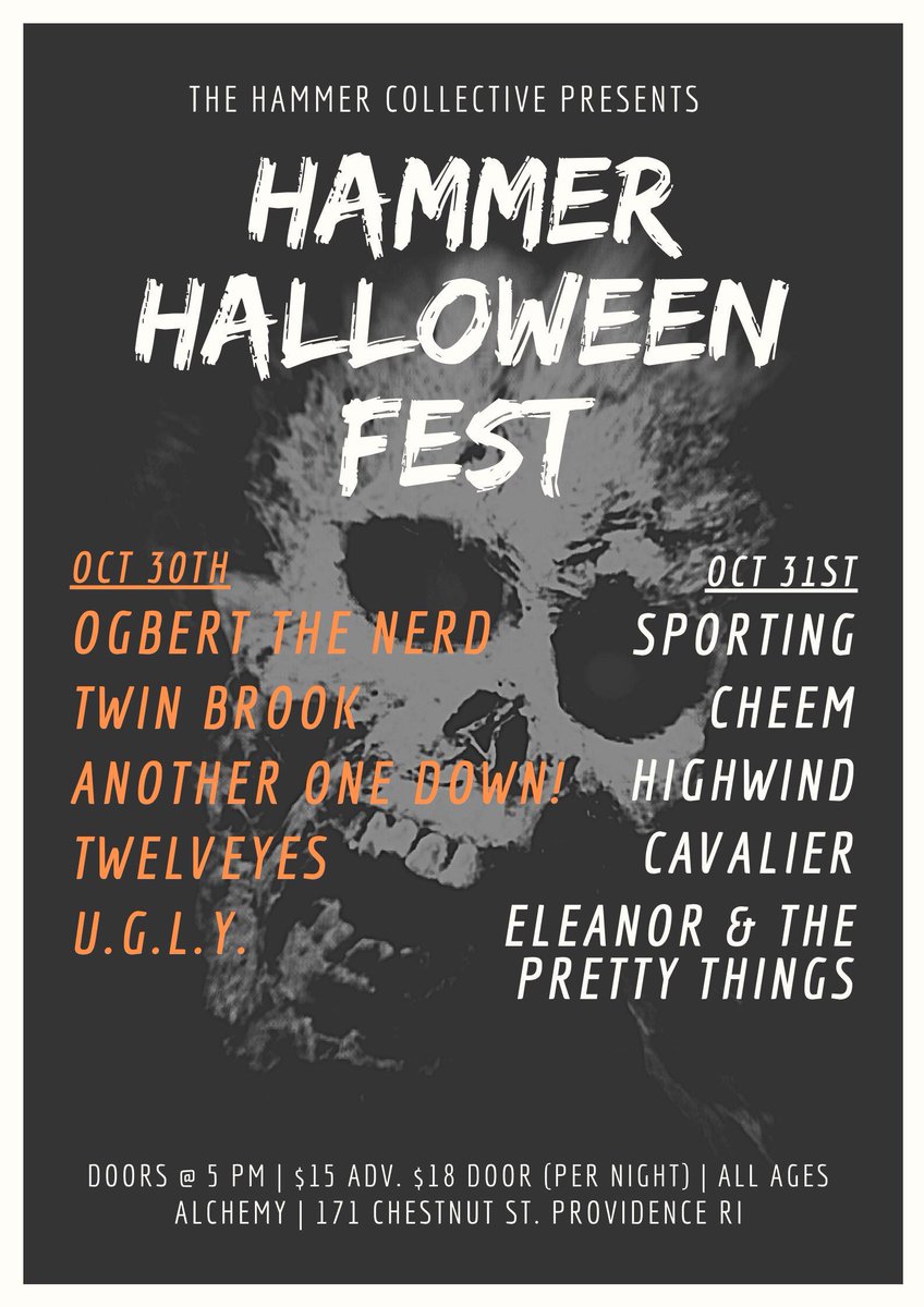 JUST ANNOUNCED!

HAMMER HALLOWEEN FEST

TICKETS ON SALE FRIDAY 9/17

WEAR A COSTUME AND GET TO THE GIGS