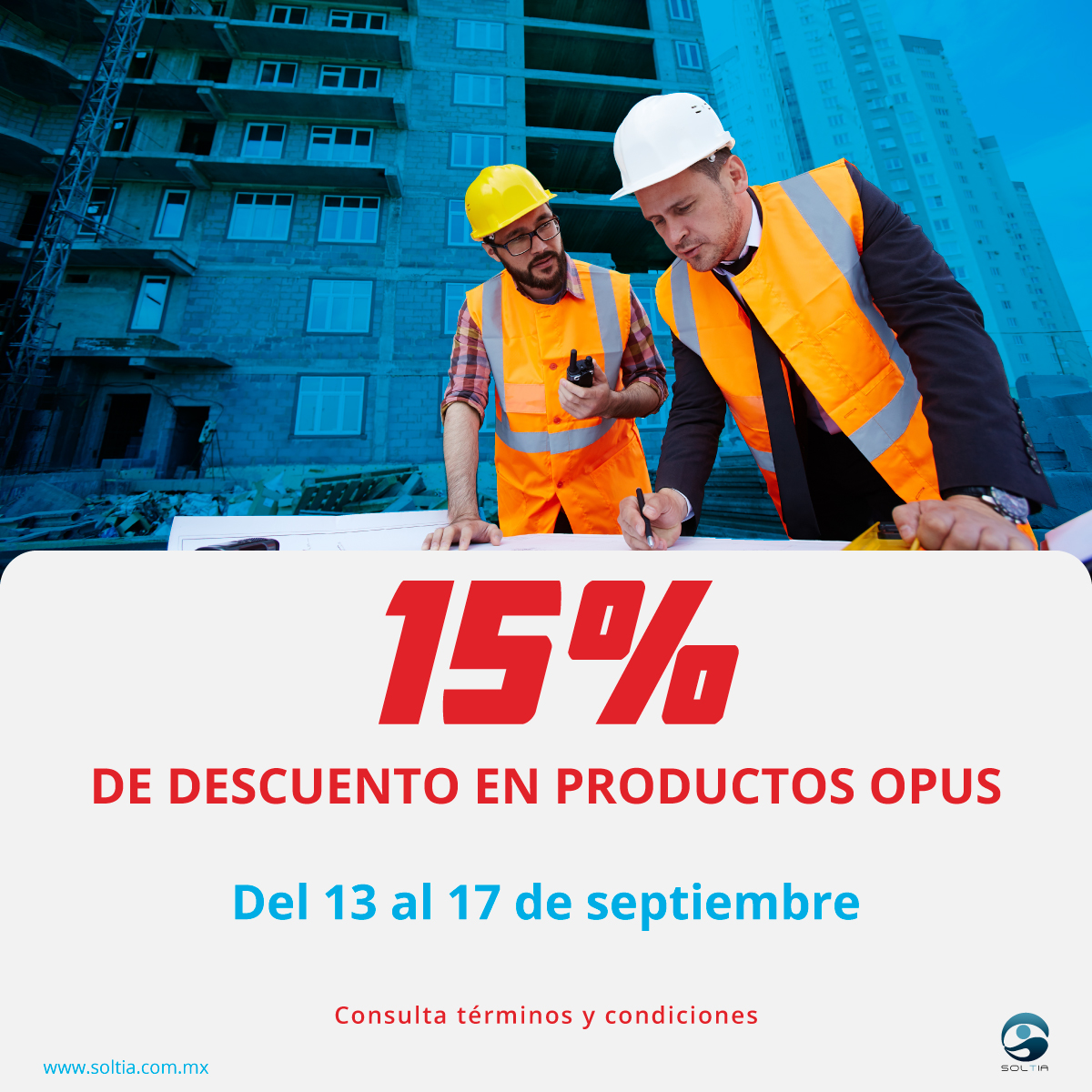 _SOLTIA's tweet photo. Si todavía no adquieres o actualizas tu herramienta de precios unitarios ¡este es el momento! 
Por fiestas patrias tenemos el 15% de descuento en productos OPUS. 

COTIZA AHORA:
📧 E-mail: ventas@soltia.com.mx
☎️ Teléfono: 9999444276
📲 Whatsapp: https://t.co/sMLN6RIlu1 https://t.co/5H2WgTBSVa