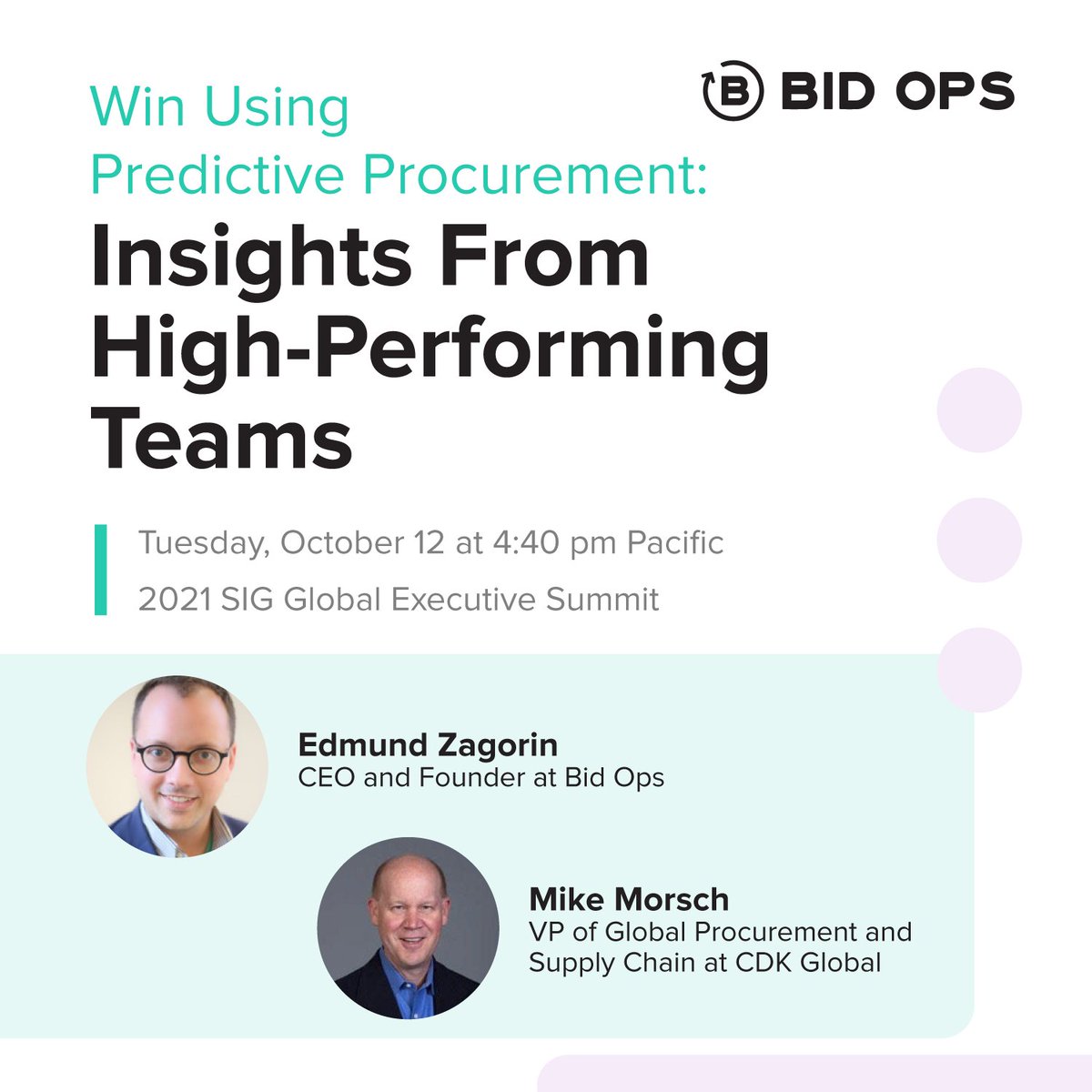Arkestro's tweet photo. Who will we see at SIG in October?
Drop us a ❤️ if you're coming and a 👍 if you're thinking about it!
You can find Bid Ops at booth 2 throughout the conference, and hosting a breakout session on October 12th with @MikeMorsch.
#predictprocurewin @SIGinsights https://t.co/fSRt4k6HbU