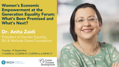 WomenIreland's tweet photo. "We need to be building a community of practice in [women's economic empowerment] so that we can share learning, so governments understand how importance it is to invest in this sector" - @AnitaZaidi 

#WomeninGH #CGDev #EconomicJustice #GenerationEquality #CGDTalks https://t.co/RoyE0ODIDN