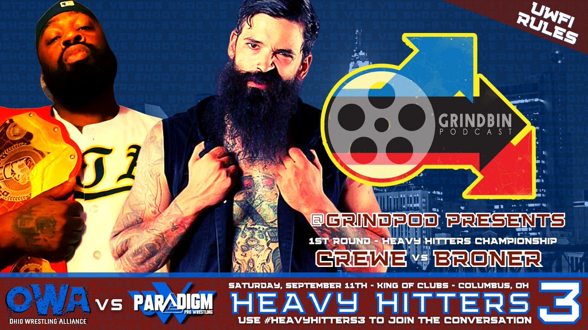 ParadigmProWres's tweet photo. Thanks to @Grindpod for sponsoring @HoodFoot418 vs @mdcon420 and @LordCreweKills vs @IsaiahBroner at #HeavyHitters3!

Check out the VOD on @indiewrestling, then give a listen to the Grindbin Podcast - covering the best in classic exploitation and horror cinema! https://t.co/49fUYxoDIo