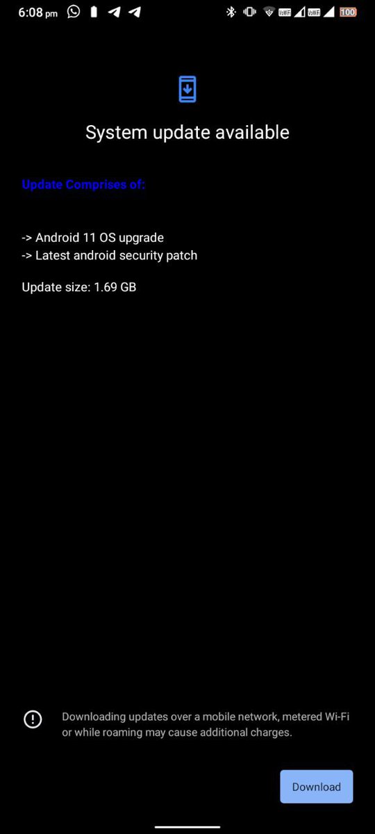 TechKard's tweet photo. So @Micromax__India Start rolling out the software update of Android 11.
It's time to update your in 1b in letest android version😉
Update size: 1.69GB
Thanks @HkMicromax for pic.
#micromax #In1B https://t.co/2BM6M4blzw