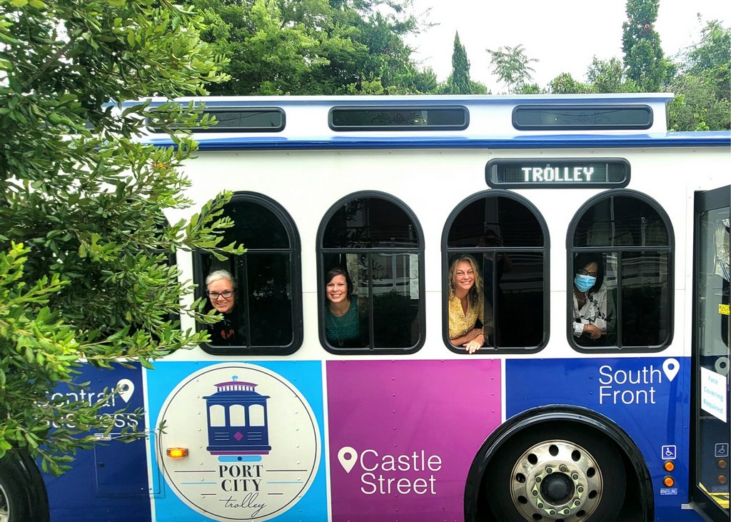 WaveTransitILM's tweet photo. Executive Director Marie Parker and Deputy Director Megan Matheny hopped on the Port City Trolley to visit our friends at the Wilmington Convention Center!

See the NEW and EXPANDED route map here: https://t.co/ocgg0dhn57 https://t.co/iPb8Jy6WaB