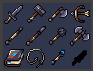 crypto_raiders's tweet image. Sneak peak of some weapons from the upcoming combat dungeon!