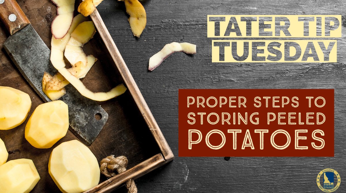 IdahoPotato's tweet photo. Can I store peeled potatoes overnight? Of course, you can! Check out Dr. Potato's steps to storing peeled potatoes whether in/out of the fridge and using water.
Tater Tip🥔👉https://t.co/d3NQPHT9Zi
#TaterTips #IdahoPotatoes #preppingpotatoes #peeledpotato #tatertiptuesday https://t.co/u6Tv8QSaA7