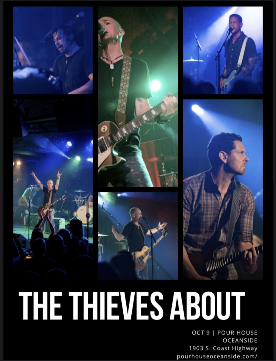 The Thieves will be out and about in Oceanside on October 9 @pourhouseoceanside ! Mark your calendars! 🍻🎶
#thethievesabout #livemusic #sandiegomusicscene #partyon #pourhouseoceansidemusic #pourhouseoceanside