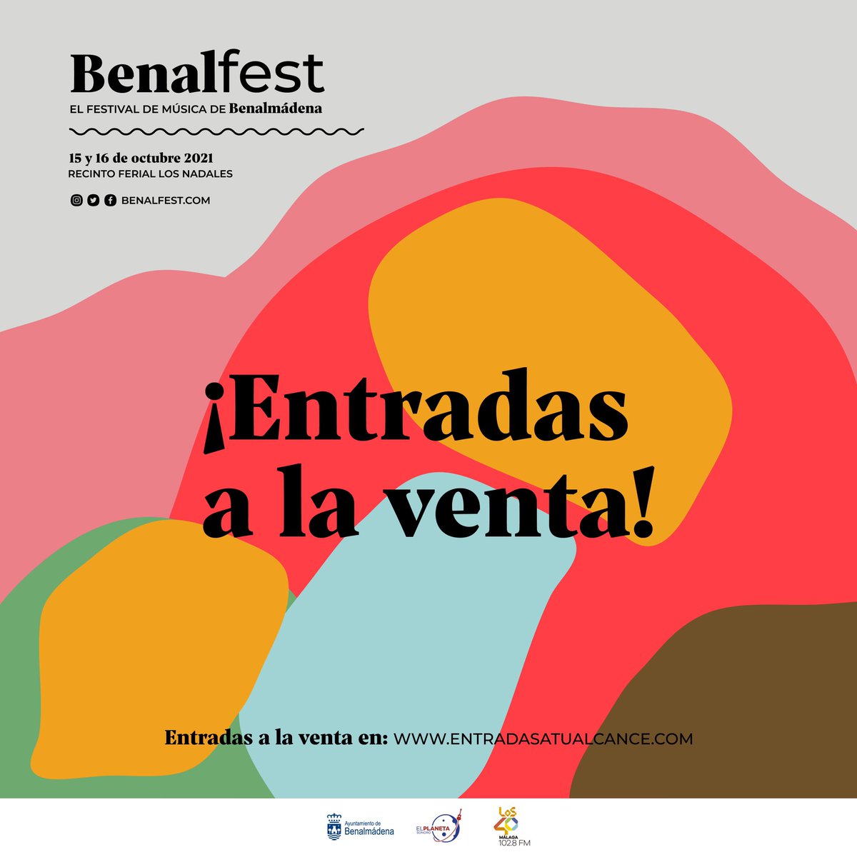 ¡Ya están a la venta las entradas para BenalFest 2021! 🎟🎟
Bono viernes: 15€ + gg
Bono sábado: 28€ + gg
Bono completo (2 días): 38€ + gg
👉🏻 entradasatualcance.com/tickets-benalf…