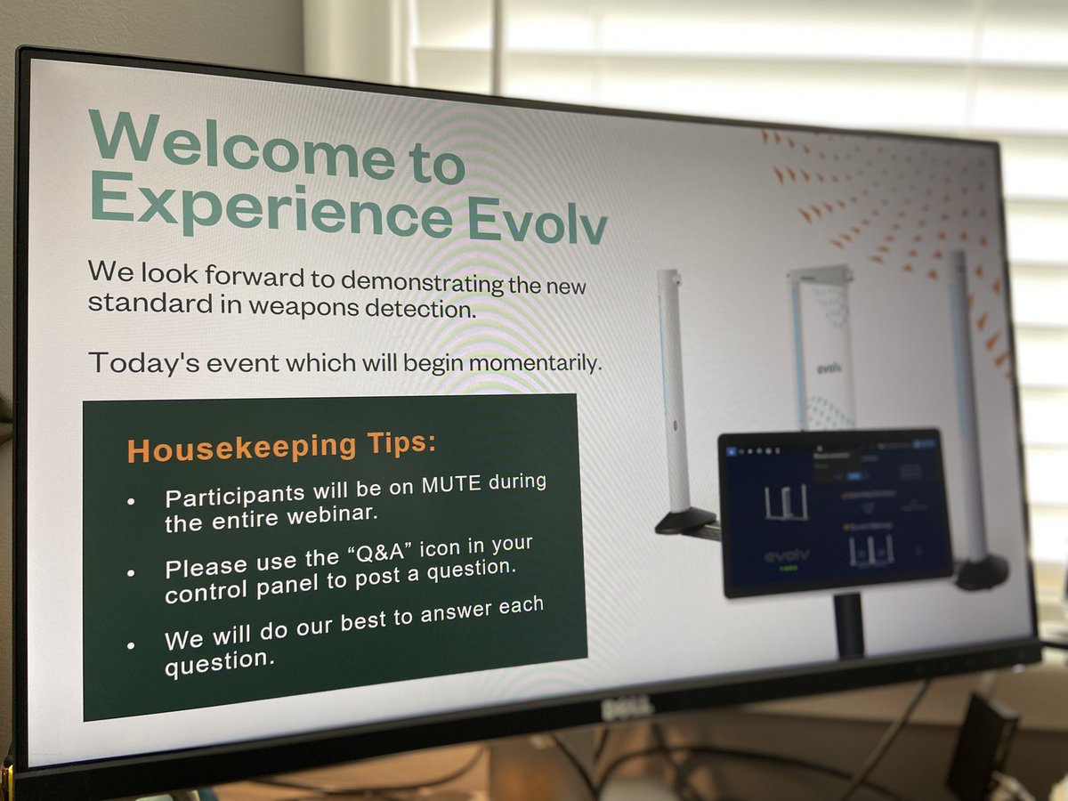 Getting ready to host my first Experience Evolv Virtual event @1pm ET!!! It’s not too late to register if you’d like to learn about the new standard in weapons detection. lnkd.in/gQ9w8zvU

#ExperienceEvolv #WeaponsDetection #MakeEverywhereSafer @EvolvTechnology #security
