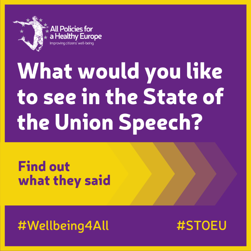 wellbeingEU's tweet photo. Ahead of the State of the Union speech tomorrow, we've asked people what they would like to see in the speech. #Wellbeing4All

➡️ Swipe to find out the answers.