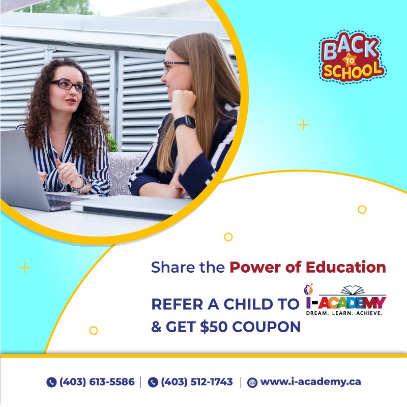 Do you know any child who would benefit from being a part of our academy? 
Then let them know! Refer a child to i-Academy, and help them witness the power of education.

#iacademy #canada #calgarynortheast #calgary #newbatches #enrol #program #education #referralprogram #Calgary