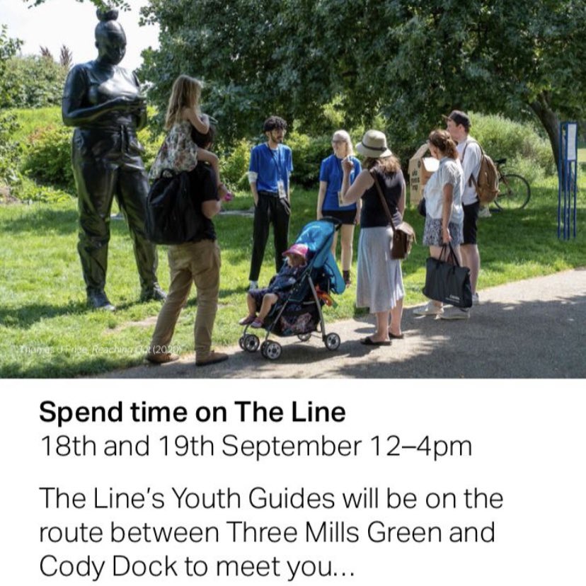 TheLineLondon's tweet photo. Spend time on The Line with our Youth Guides between #ThreeMills & @CodyDock 12-4pm this Sat & Sunπ₯Ύ
Discover #art by #MadgeGill @TJPStudio #VirginiaOverton @TraceyEmin #EvaRothschild & #JoannaRajkowska
Free cake from @thehousemill or @Codydockcafe1 (1st 100 visitors!) π° https://t.co/MsqX4z9VQf