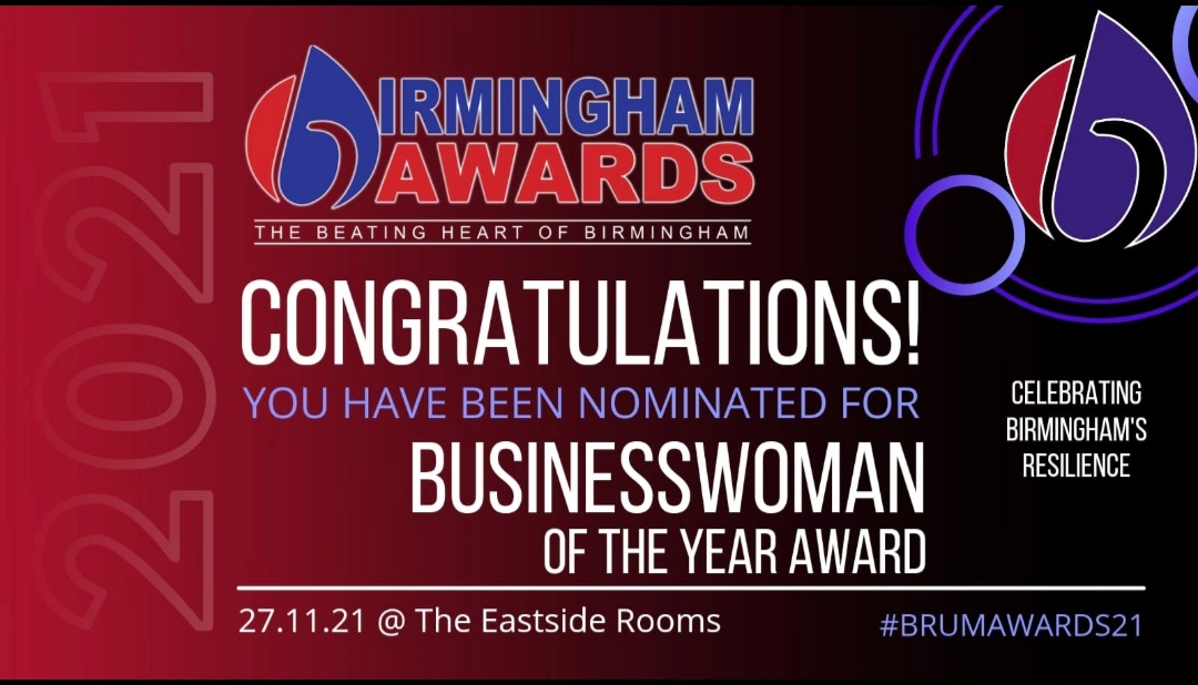 Congratulations! @e_larkin1990 @AllinAllEvents you have been nominated for 'Businesswoman of the Year' @BirminghamAward #Goodluck Celebrating Birmingham's Resilience on 27.11.21 @eastsiderooms #BResilient #BProud #BBrum #BrumAwards21