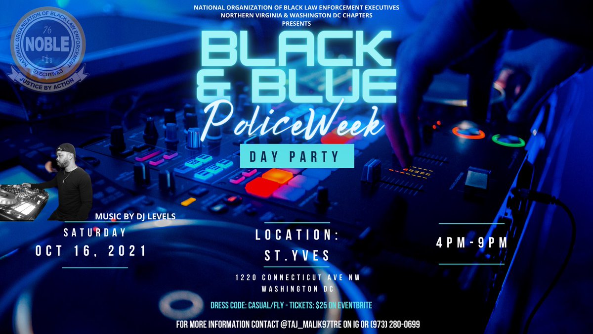 nova_chapter's tweet image. Police Week 2021 DAY PARTY! This is event is hosted by the NOVA &amp;amp; DC NOBLE Chapters. It is a networking event for law enforcement supporters and friends.
Early bird special - $25 tickets
For more information contact @Taj_Malik97tre on IG or (973) 280-0699
bit.ly/3Af1hZS
