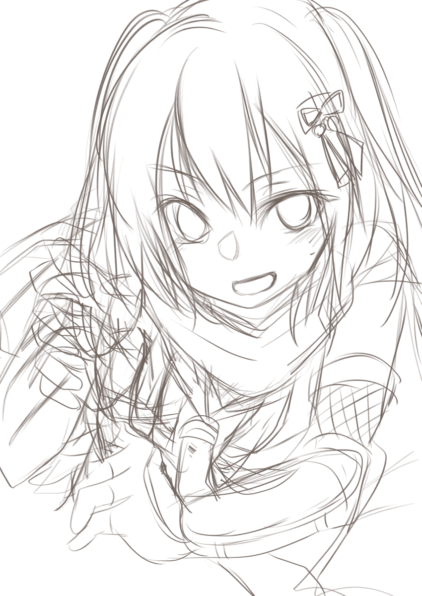 #このタグを見た人はラフ画とその完成絵を見せる 
ワンドロとは言え、下絵がテキトーすぎるw 