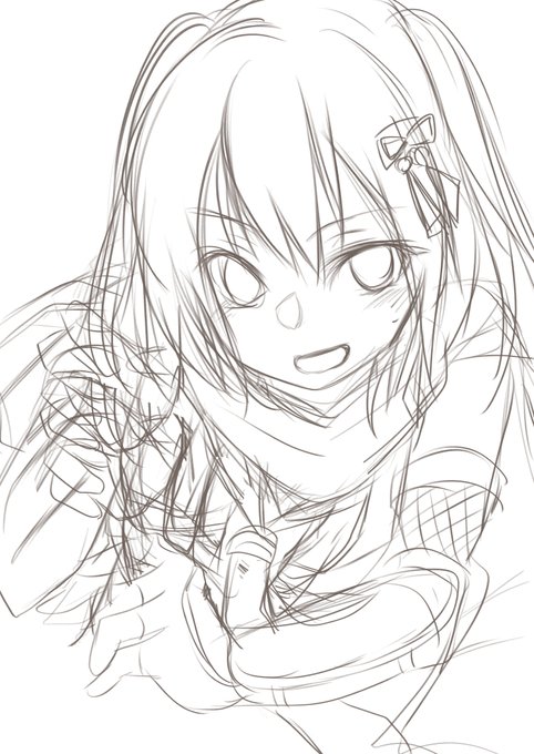 #このタグを見た人はラフ画とその完成絵を見せる 
ワンドロとは言え、下絵がテキトーすぎるw 