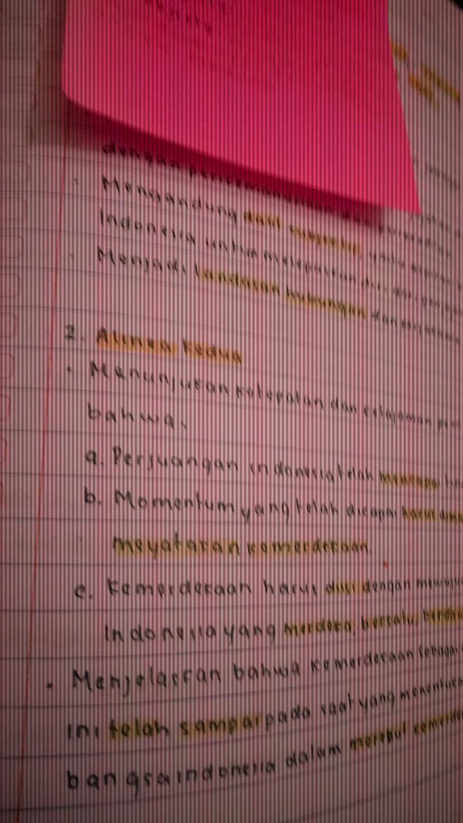 ddyshaa_'s tweet photo. [14.09.21]
📝 tadi di sekolah, ga dikasi tugas, cuman disuruh ngelengkapi nilai, karna nilai ku udah penuh, aku ngerangkum ppkn tntg 'makna aline pembukaan UUD negara republik indonesia 1945' terus dirumah mahami sm nyatet Materi mat 'bilangan berpangkat' https://t.co/9gbCeJwceT