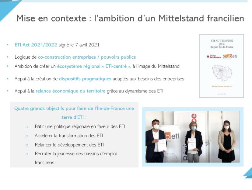 1e region de 🇫🇷 à avoir signé un «ETI Act», véritable pacte de confiance avec les ETI <a href="/iledefrance/">Région Île-de-France</a>, nous poursuivons avec <a href="/ClubIle/">Club ETI île-de-France</a> le déploiement d’actions concrètes au service de nos Entreprises de Taille Intermédiaire.
Leur rôle dans la #relance de notre économie est essentiel!