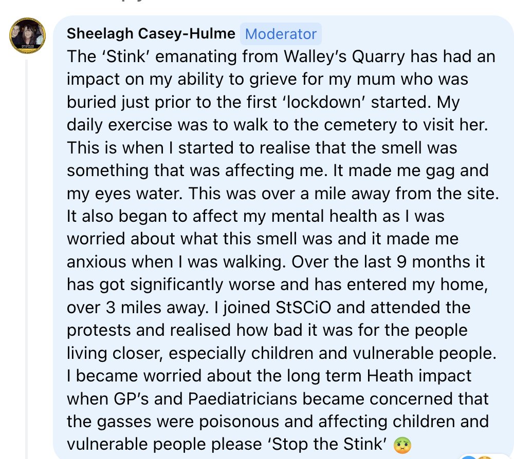 ldmartens1's tweet photo. STORY 15 - by Sheelagh Casey-Hulme, Citizen of Newcastle-under-Lyme grieving for her mother. The problems for her started more than 9 months ago, and she lives 3 MILES from the landfill! @PHE_EoEngland @EnvAgency @RedIndustries2 @WalleysQ #stopthestink https://t.co/tbIQPSxdvc