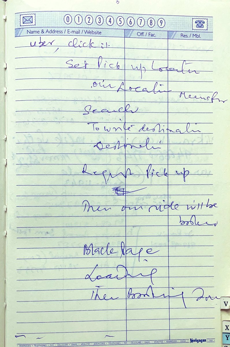 My dad’s notes on how to book an Uber 😇😇