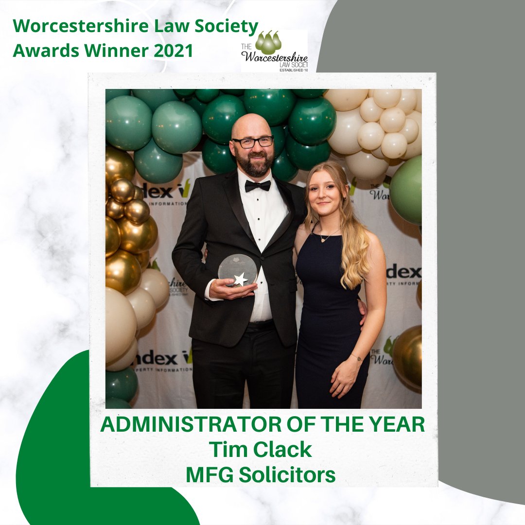 IndexPI_WM's tweet photo. Official photo from the @WorcsLawSociety Awards Dinner 2021!
Congratulations to Tim Clack of @mfgsolicitors, who won the Administrator of the Year Award!
Here's Tim with Lydia Woodall of Index West Midlands, who presented him with his award.
#wlsawards2021 #wlsawards https://t.co/4bpWbx3oIt