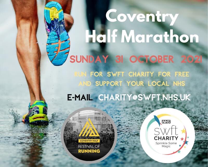 Free Spaces now available! Grab your trainers and help raise funds for your chosen ward or department <a href="/nhsswft/">@nhsswft</a> 
For full details email: charity@swft.nhs.uk