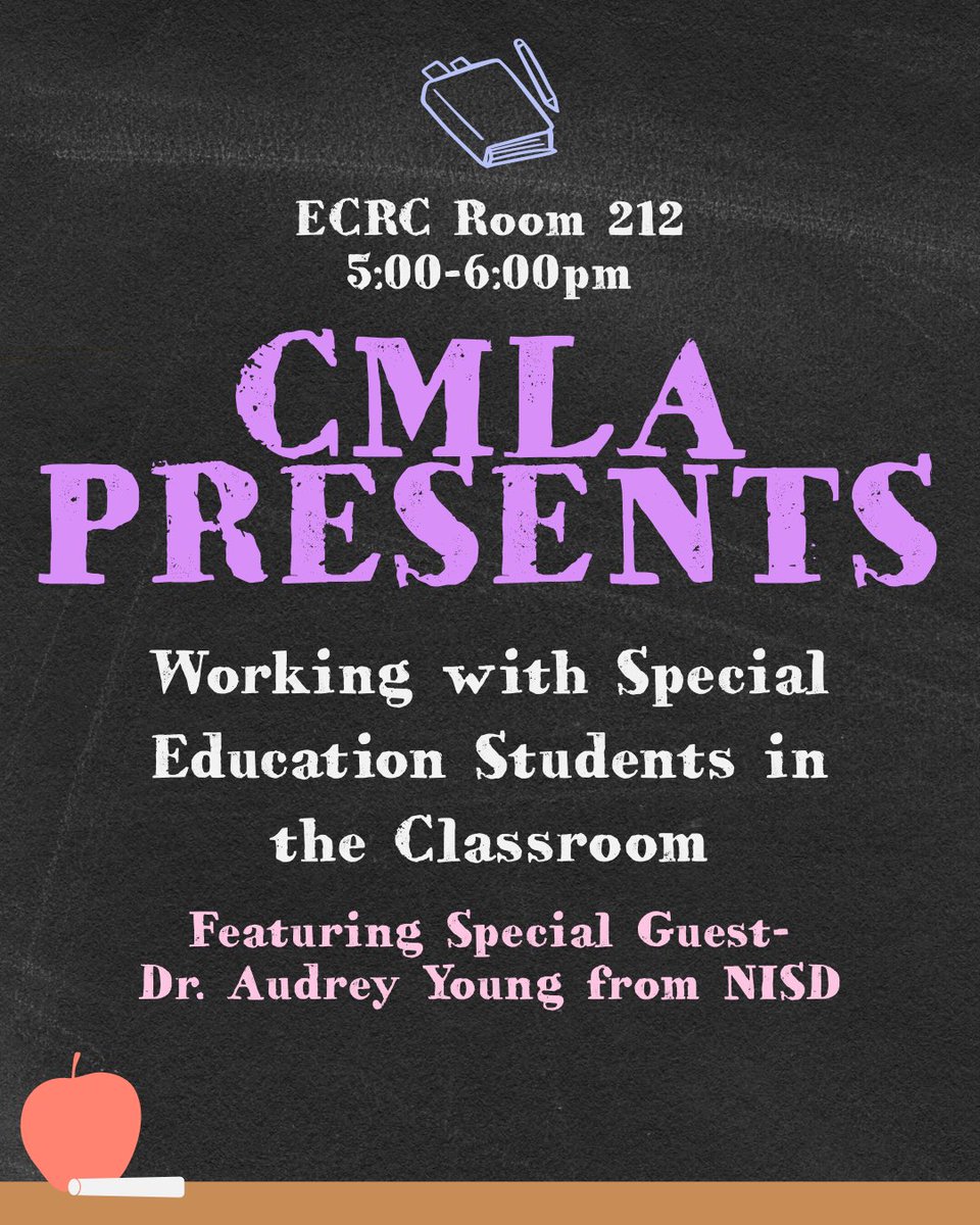 Interested in learning how to work with Special Education Students in a classroom? Come join fellow educators at our meeting this week, as CMLA welcomes Dr. Audrey Young from NISD.