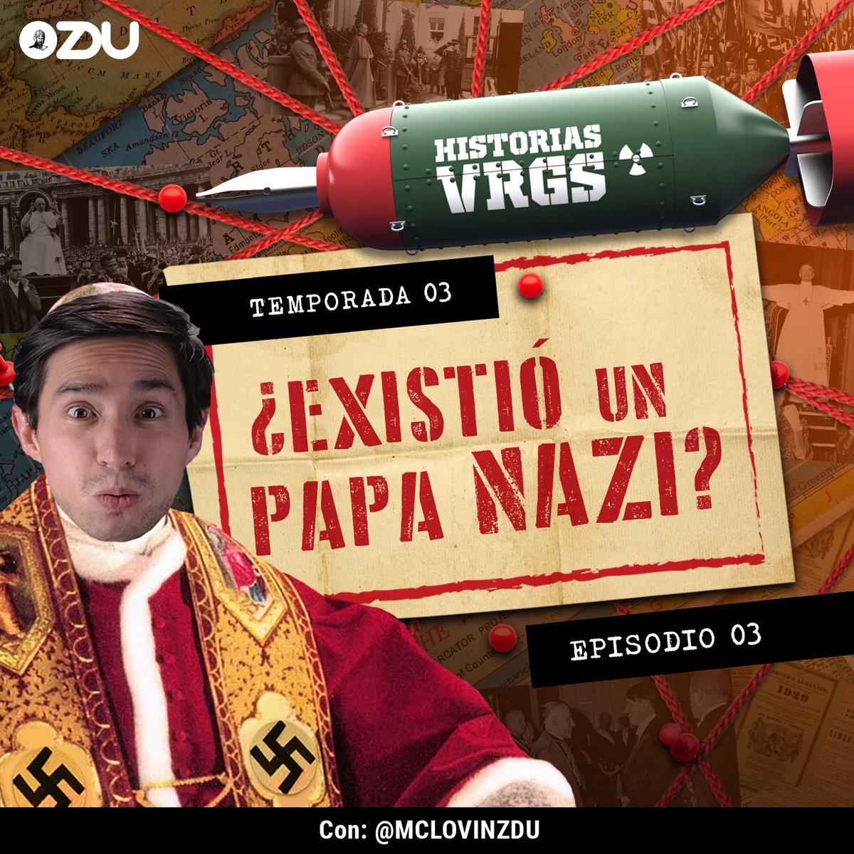 ZDUMX's tweet photo. En el último #HistoriasVRGS hablamos de un Papa que se dice tenía nexos con el partido Nazi😱. Dejemos que @McLovinZDU  nos lo cuente en una más de sus #HistoriasVRGS.

Acá el episodio completito 👉🏼 https://t.co/2KPvOTHZtC https://t.co/AvQSB4n5uB
