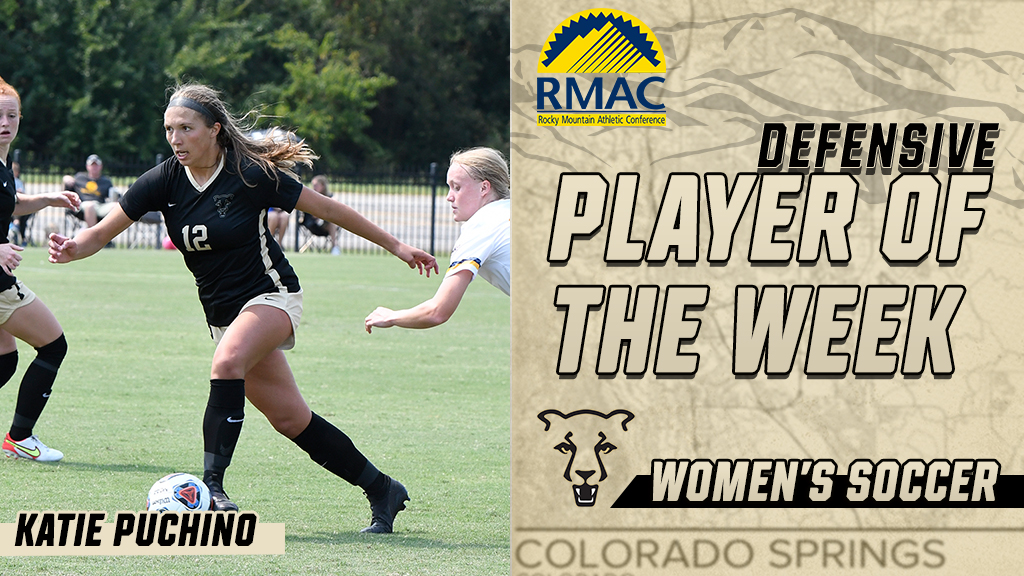GoMountainLions's tweet image. .@UCCSws' Katie Puchino and Makayla Merlo take home RMAC Player of the Week honors as the Mountain Lions move up to No. 7️⃣ in the nation! #ClawsOut #GoMountainLions #RMACwsoc