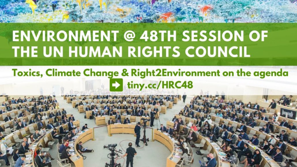 GENetwork's tweet photo. The 48th Session of the Human Rights Council #HRC48 runs until 8 Oct 2021 in #GENeva & online. On the agenda:
✅ @SRtoxics #right2science & #plastics
✅ SR #ClimateChange with @RMIGeneva
✅ Recognition of #Right2Environment #TimeisNow
✅ & more
Visit ➡️ https://t.co/QBhLeLq4J8 https://t.co/UX8YajsfcO