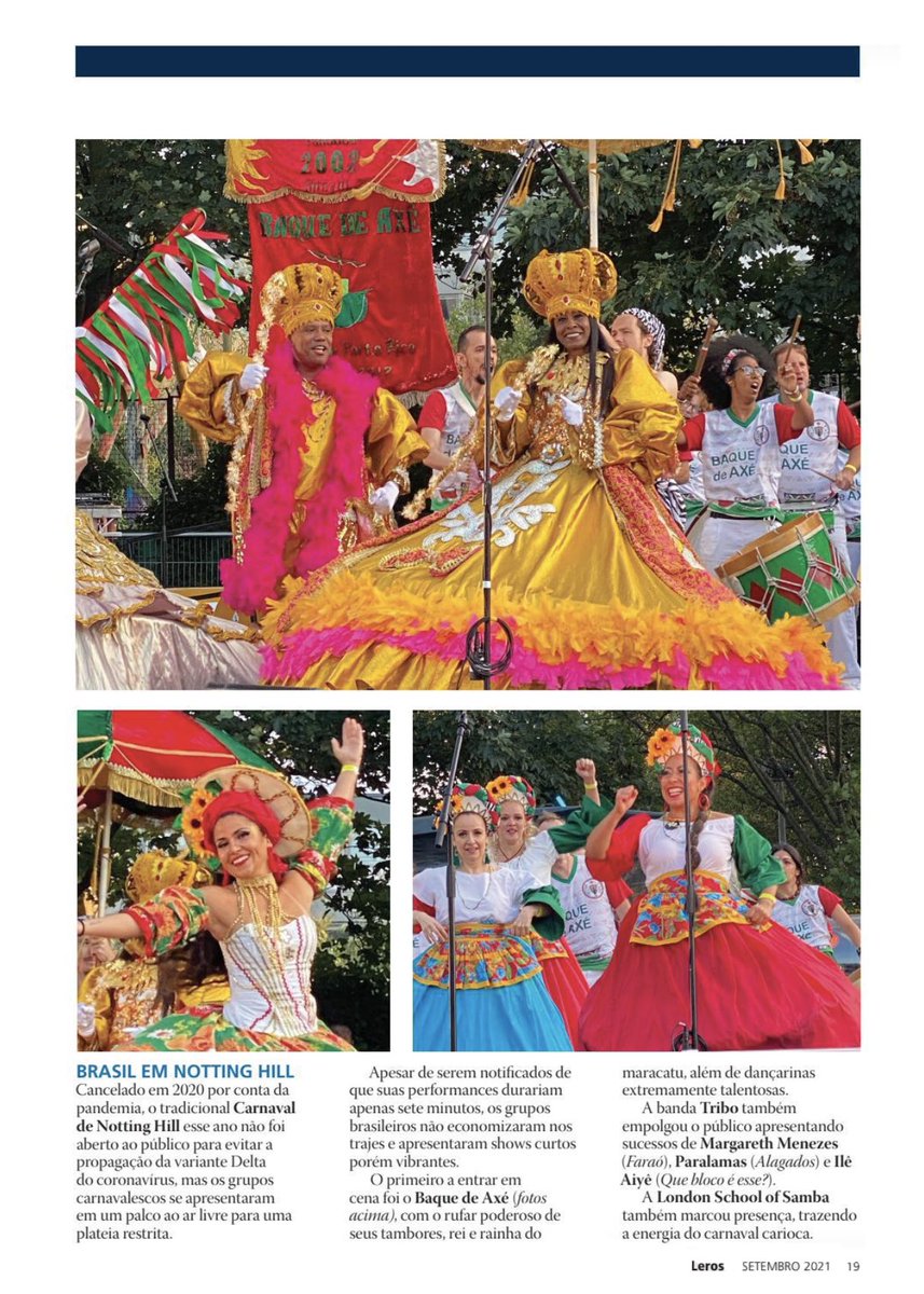 Baque de Axé in Leros Magazine this month 🙌🏻
.
#Maracatu #Brazil #London #BrazilianRhythms #BrazilianMusic #AfroBrazilianCulture #BrazilianCulture #BrazilianLondon #BrazilianInLondon #MusicCulture #Music #Percussion #Drums #Drumming #Carnival #Parade #CommunityBand #BaqueDeAxe