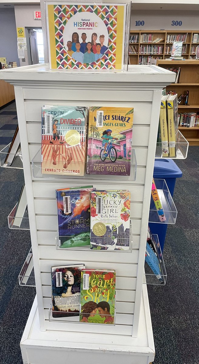 MadLibrarianAsh's tweet photo. The @OusleyJH library is getting ready for #HispanicHeritageMonth! Come check it out! https://t.co/V6UshjXfGW