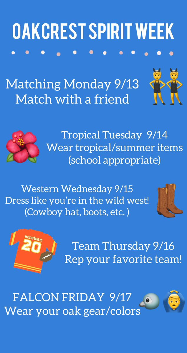 OakStuCo's tweet photo. happy tropical tuesday! thank you to everyone who has been participating in spirt week so far! tomorrow is western wednesday so don’t forget to dress up! https://t.co/oy9ickXKzO