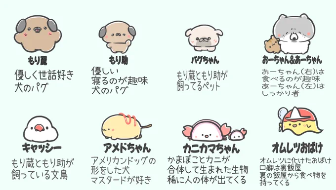 主要キャラクター紹介です(ざっくりしてます笑
一部間違いあったので再掲。
ぬいぐるみ化を目指してがんばってます。 