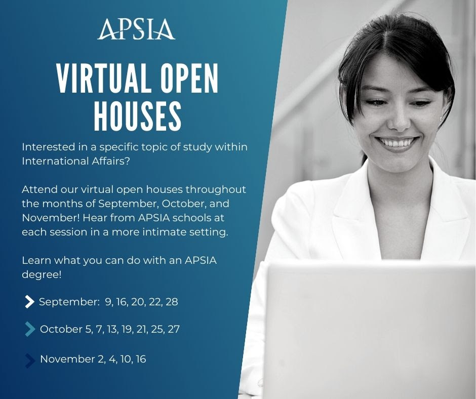 Thinking of #gradschool for a specific topic? 

Our Virtual Open Houses this Fall let you talk with schools about topic-focused programs in a personal setting. 

eventbrite.com/e/apsia-virtua…