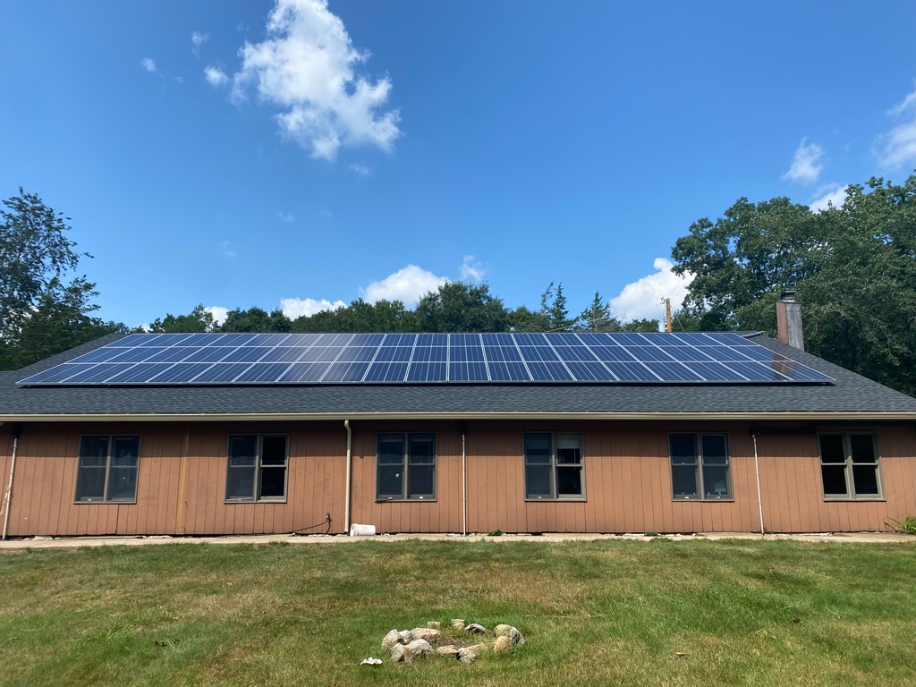 NPTRE's tweet photo. We are so excited to share our recently completed solar job at The Greene School! This 22.515 kW DC system is expected to produce around 29,774 kWh in its first year which is equivalent to 21.1 Metric tons of avoided emissions. #rooftopsolar #NPTREsolar #renewablefuture https://t.co/fPhNqWOTod