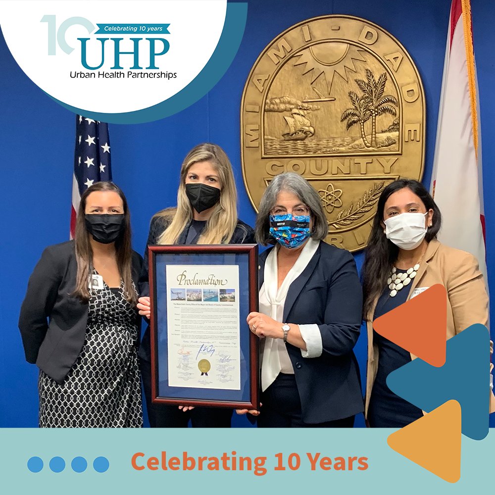 UHPartnerships's tweet photo. Urban Health Partnerships Celebrates 10 Years! 

To recognize the significance of UHP’ 10-year anniversary, Miami-Dade County @MayorDaniella presented UHP with a proclamation designating September 14 as Urban Health Partnerships 10th Anniversary Day. https://t.co/loxTRX5Hta