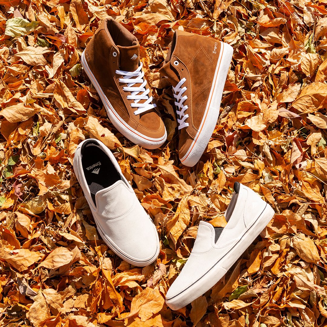 Emerica's tweet photo. The D.O.A. (Distressed On Arrival) collection consisting of an #OmenHi and #WinoG6 Slip-On featuring bruised suedes and distressed outsoles including G6 Foam insoles for maximum comfort. Available now at skate shops or the link below.
#ThisIsEmerica 

👉 https://t.co/h3zwhkT0V5 https://t.co/OfH6UDZw77