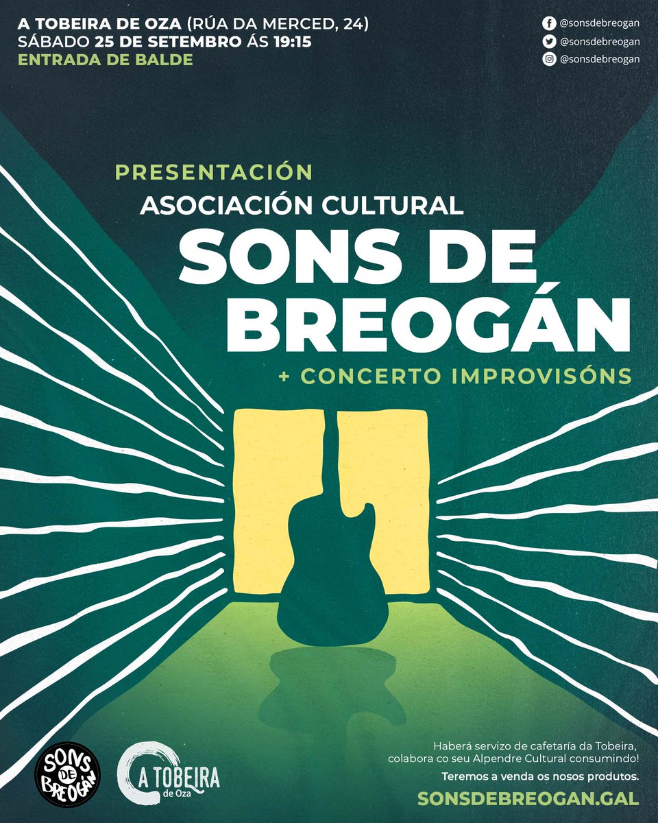 sonsdebreogan's tweet photo. Por fin podemos facer o que queriamos ter feito fai bastante tempo pero a situación sanitaria non o permitiu.

O sábado 25 de setembro ás 19:15 en A Tobeira faremos a presentación oficial da nosa asociación, que rematará co concerto de Davizin co seu espectáculo de Improvisóns https://t.co/ULDTfB4l8p