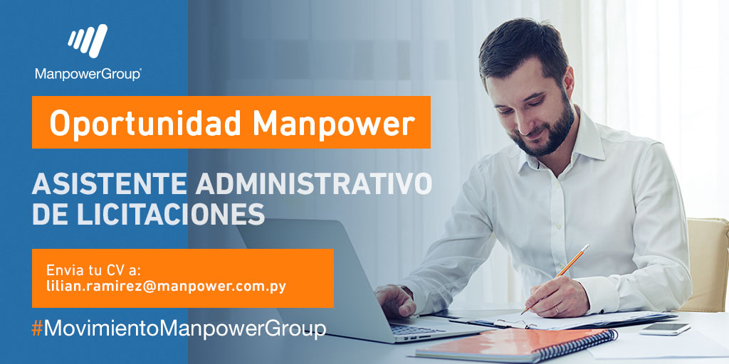 ManpowerGroup Py (@manpowergrouppy) on Twitter photo ¡Atención Asunción y alrededores!
Buscamos
𝐀𝐬𝐢𝐬𝐭𝐞𝐧𝐭𝐞 𝐀𝐝𝐦𝐢𝐧𝐢𝐬𝐭𝐫𝐚𝐭𝐢𝐯𝐨 𝐝𝐞 𝐋𝐢𝐜𝐢𝐭𝐚𝐜𝐢𝐨𝐧𝐞𝐬
📧 Envía tu cv a lilian.ramirez@manpower.com.py
#WePowerTheFutureOfWork #MovimientoManpowerGroup ¡Atención Asunción y alrededores!
Buscamos
𝐀𝐬𝐢𝐬𝐭𝐞𝐧𝐭𝐞 𝐀𝐝𝐦𝐢𝐧𝐢𝐬𝐭𝐫𝐚𝐭𝐢𝐯𝐨 𝐝𝐞 𝐋𝐢𝐜𝐢𝐭𝐚𝐜𝐢𝐨𝐧𝐞𝐬
📧 Envía tu cv a lilian.ramirez@manpower.com.py
#WePowerTheFutureOfWork #MovimientoManpowerGroup