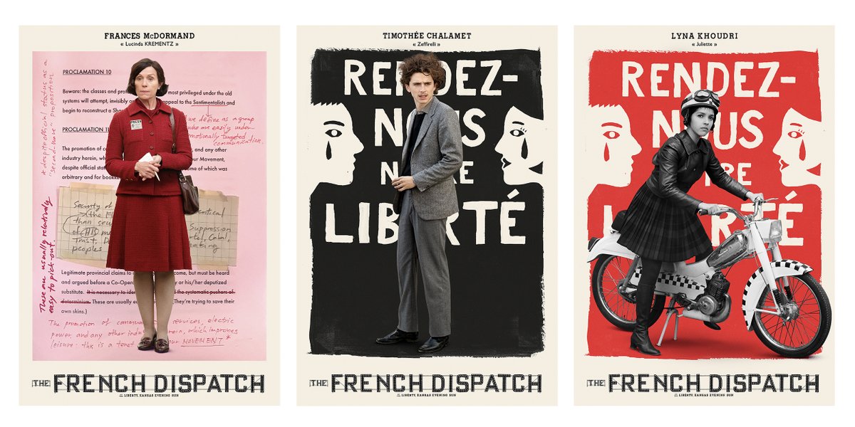 french_dispatch's tweet image. Today’s headlines feature the all new character posters for Wes Anderson’s #TheFrenchDispatch Only in Theaters October 22.