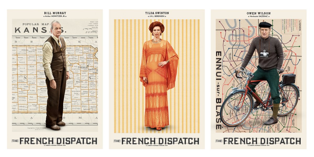 french_dispatch's tweet image. Today’s headlines feature the all new character posters for Wes Anderson’s #TheFrenchDispatch Only in Theaters October 22.