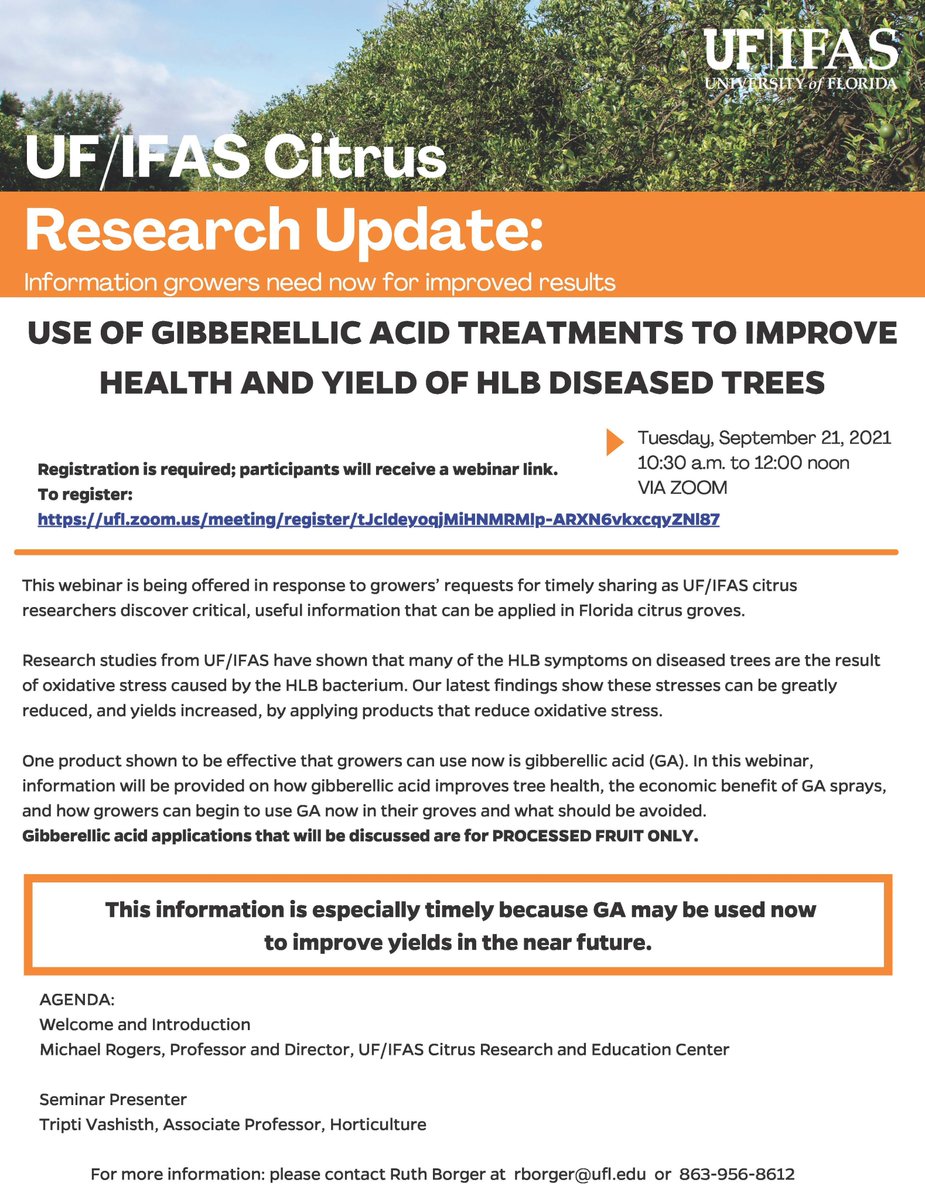 We encourage all of our members to participate in a very important upcoming Zoom seminar hosted by the University of Florida/IFAS.