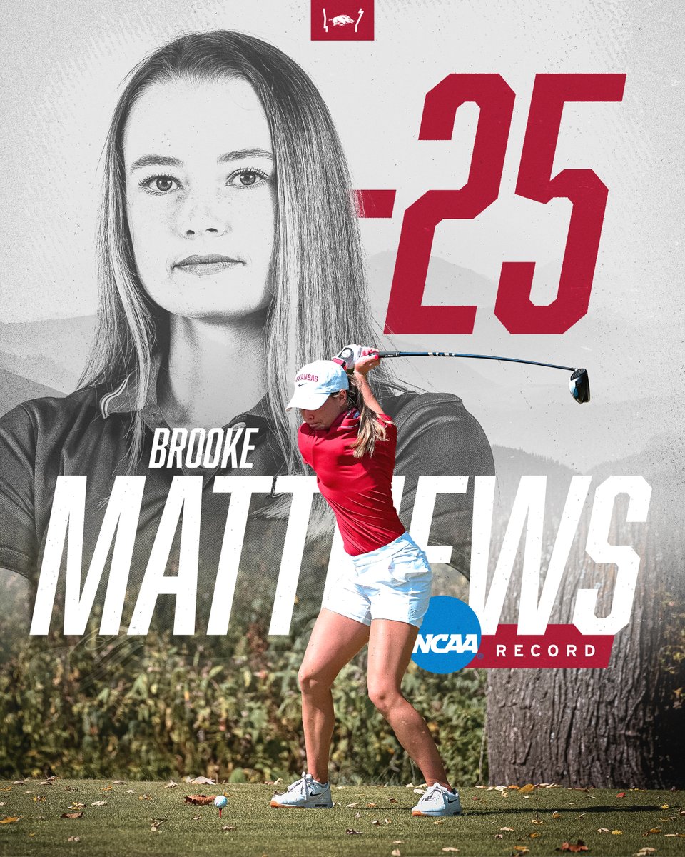 RazorbackWGolf's tweet photo. 𝗛𝗜𝗦𝗧𝗢𝗥𝗬 🏆

@brooke_matt1 Shoots 25-Under at the Cougar Classic, a New NCAA 54-hole Record!!!

#DoThePossible 🐗⛳️ https://t.co/3SYOBXT4Ep