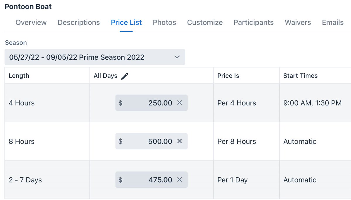 bookingcentral's tweet photo. Take bookings all year long, even in your off-season.  BookingCentral allows you to set up Seasons, so you can activate bookings for 2022 today!  With Seasons, you can have varying prices and hours per season. https://t.co/2Ahz3ITxQO